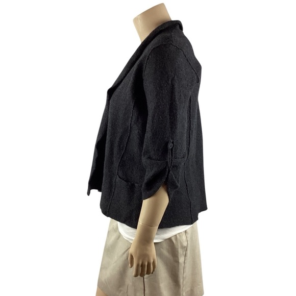Eileen Fisher Felted Merino Wool Open Jacket Dark Gray L - Picture 4 of 7